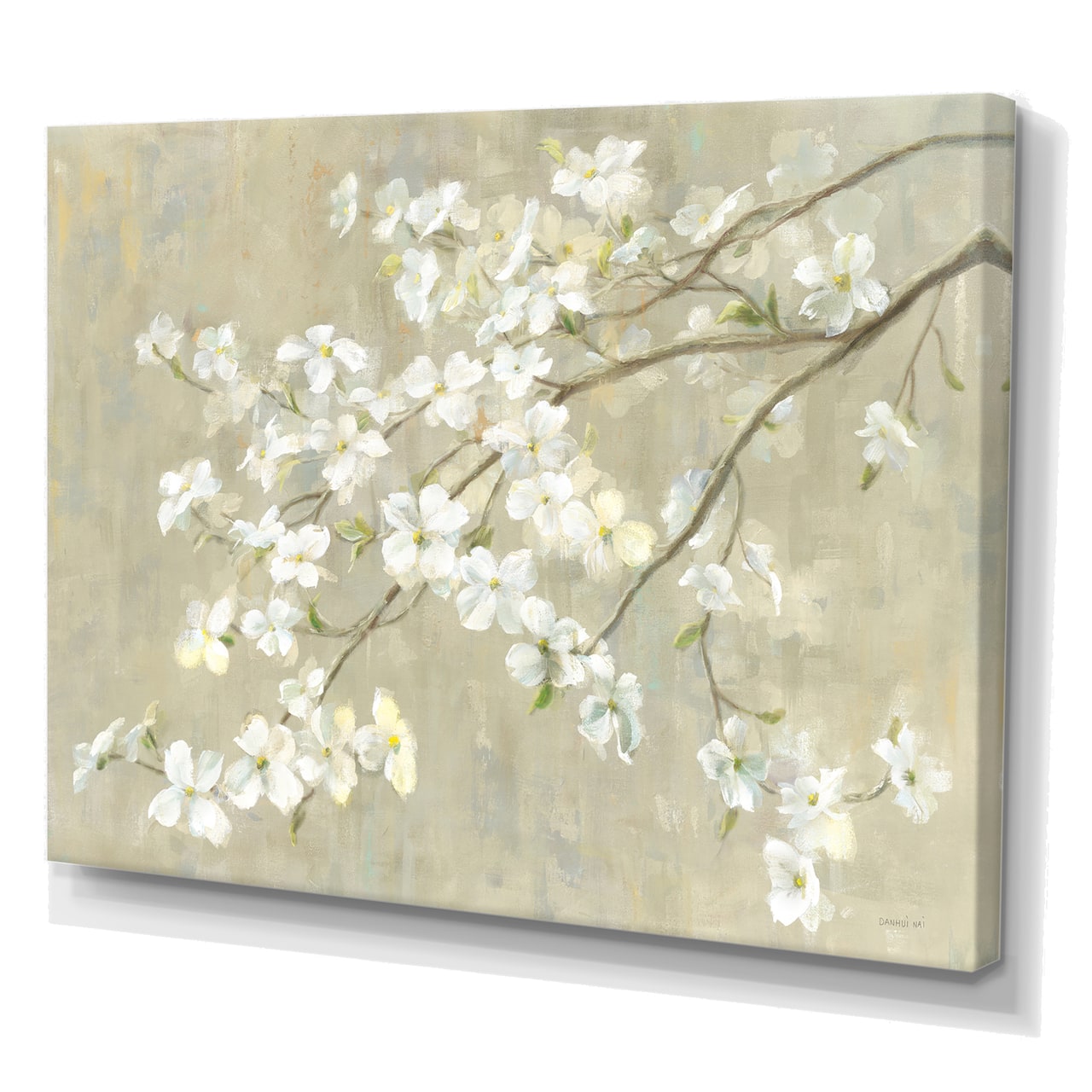 Designart - Dogwood in Spring Neutral - Farmhouse Canvas Artwork